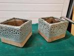 bloempotten 2 stuks groen met stippen, Ophalen of Verzenden, 'T Olde Gre-j, Info@toldegrej.nl, Endepoelstraat 20f Didam