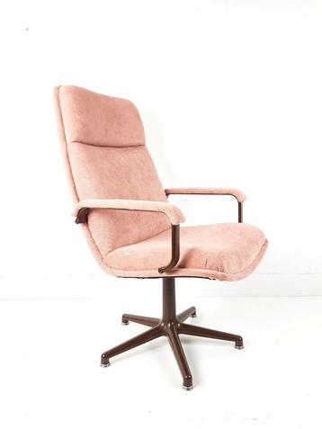 Vintage Artifort bureaustoel | stoel roze bruin nieuwe stof beschikbaar voor biedingen