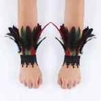 Gekleurde veren dames handschoenen victoriaanse burlesque, Verzenden, Nieuw, Handschoenen