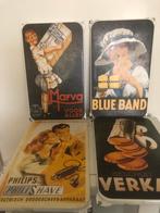 4 Retro Emaille Borden - Marva, Blue Band, Philips, Verkade, Ophalen of Verzenden, Gebruikt, Reclamebord