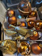 Vintage kerstballen bruin brons goud Toetanchamon wereldbol, Ophalen of Verzenden, Gebruikt