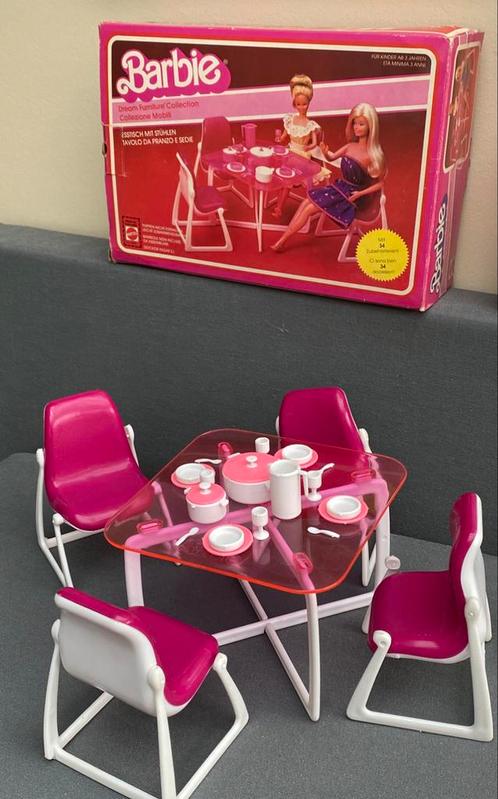 Vintage Barbie Superstar Dream Furniture Dining Table Mattel, Verzamelen, Poppen, Gebruikt, Ophalen of Verzenden