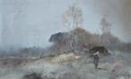 houtsprokkelende vrouw van gerard cox sr pastel, Antiek en Kunst, Ophalen of Verzenden