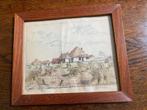 Texel oud ingekleurde pentekening schoven Texel G Bruggen, Ophalen of Verzenden