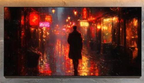 Kunstwerk NEON NIGHT WANDERER XXL, Antiek en Kunst, Kunst | Schilderijen | Abstract, Ophalen of Verzenden