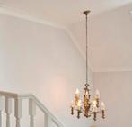 Vintage bronzen vide kroonluchter 2 rings hallamp brons, Ophalen, Zo goed als nieuw, Klassiek