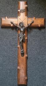 Antiek Houten Kruisbeeld met Christus, Antiek en Kunst, Ophalen of Verzenden