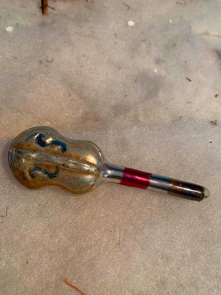 #kerst Vintage frosted Kerstbal Gitaar ajeko, Diversen, Kerst, Zo goed als nieuw, Ophalen of Verzenden