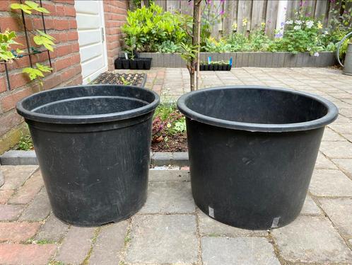 Grote zwarte potten voor bv. tomatenplanten, Tuin en Terras, Bloembakken en Plantenbakken, Gebruikt, Kunststof, Tuin, Minder dan 30 cm
