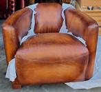 AVIATOR FAUTEUIL COGNAC VINTAGE LEER + BEZORGING GRATIS, Huis en Inrichting, Fauteuils, Aviator, ., Nieuw, Ophalen of Verzenden