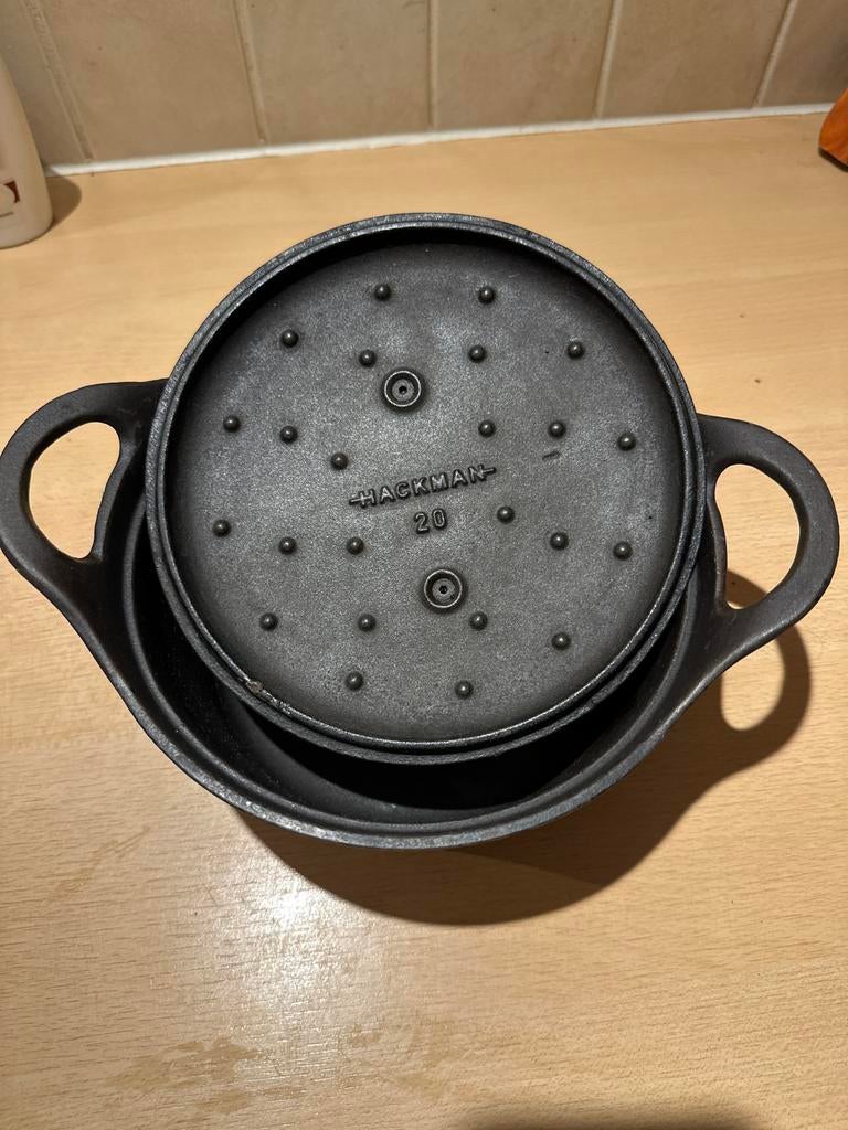 Hackman Gietijzeren Pan - 20cm, Huis en Inrichting, Keuken | Potten en Pannen, Gebruikt, Koekenpan of Braadpan, Gietijzer, Inductieplaat