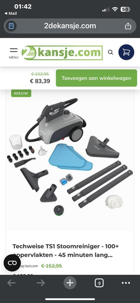 Techweise stoomreiniger TS1, Witgoed en Apparatuur, Stoomapparaten, Nieuw, Ophalen