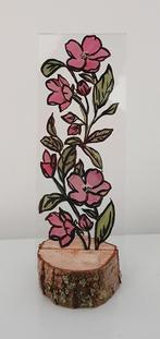 Handgemaakte bloem op glas, Ophalen of Verzenden