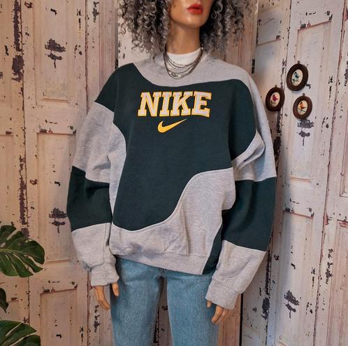 Vintage nike big logo remake colorblock trui sweater pull, Kleding | Heren, Truien en Vesten, Zo goed als nieuw, Maat 56/58 (XL)