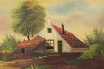 Schilderij van een huisje aan de weg 44050, Huis en Inrichting, Ophalen of Verzenden, Gebruikt, Schilderij, Minder dan 50 cm