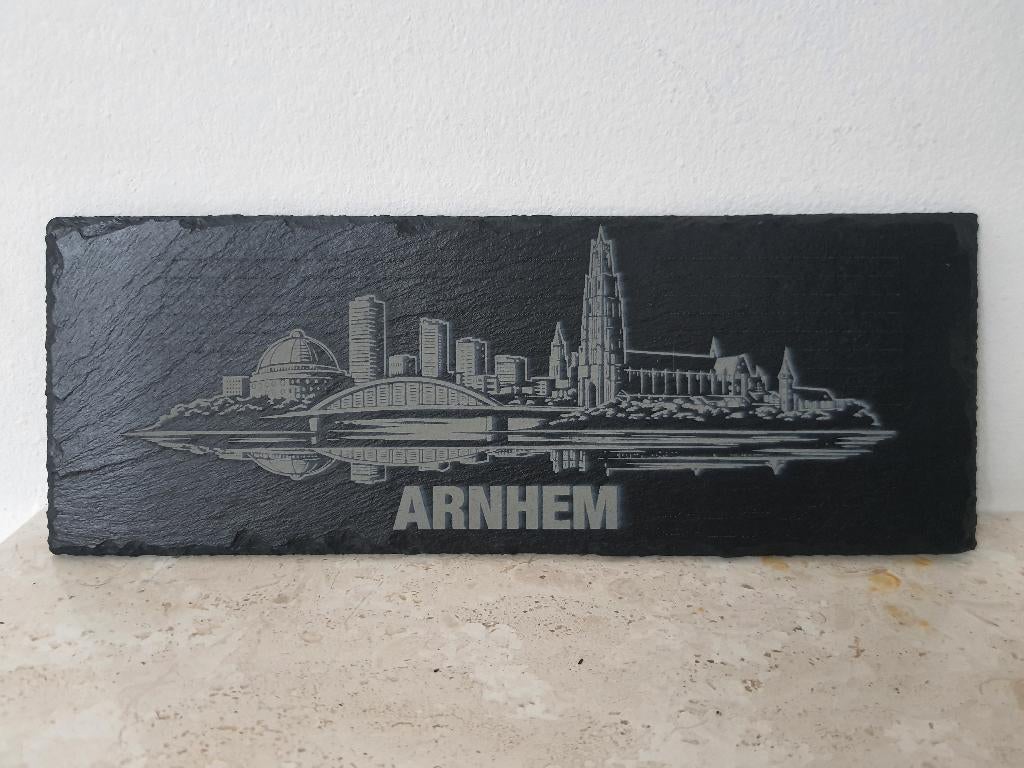 skyline van arnhem van hout of leisteen, Ophalen of Verzenden, Nieuw, Rechthoekig, Overige materialen