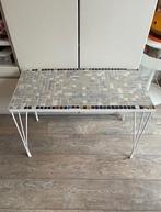 Mozaïk tegeltjes salontafel bijzettafel, Gebruikt, Metaal of Aluminium, Hairpin Vintage, 75 cm of meer