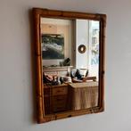 Bamboe rotan spiegel Mid Century Vintage, Ophalen, Overige vormen, Minder dan 50 cm