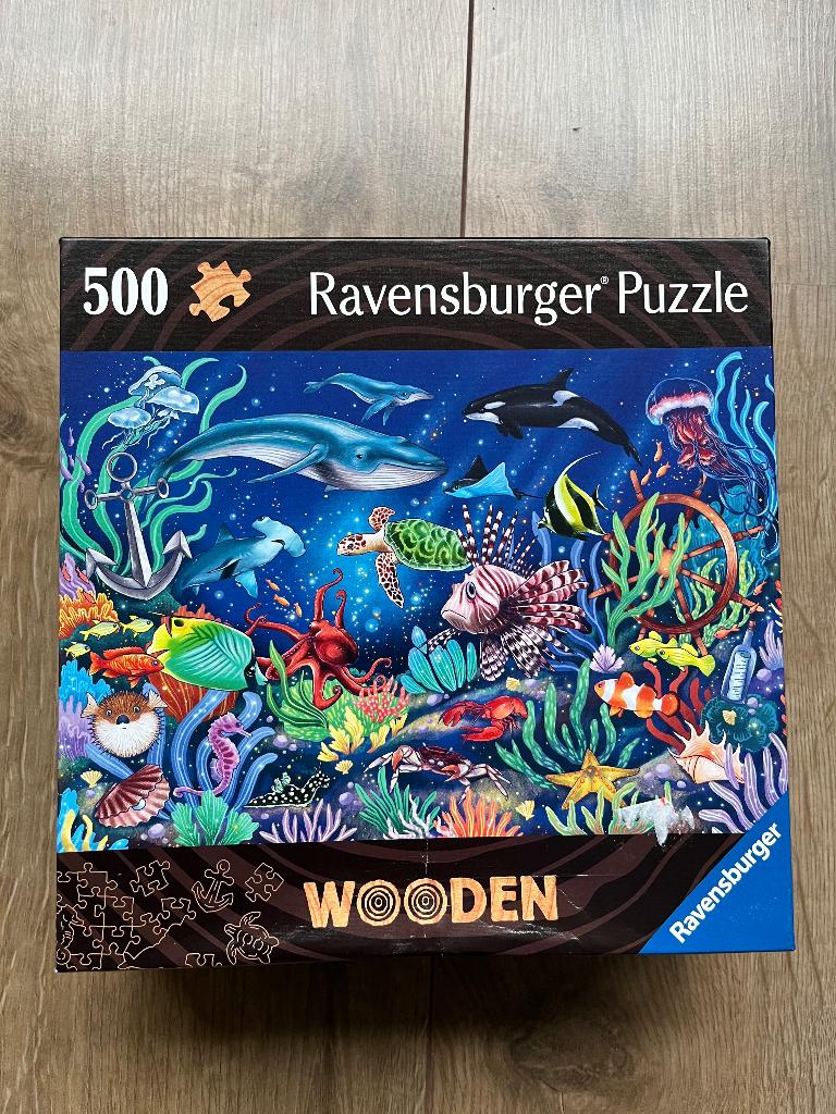 Houten Ravensburger puzzel 500 stukjes, Ophalen, 500 t/m 1500 stukjes, Zo goed als nieuw, Legpuzzel