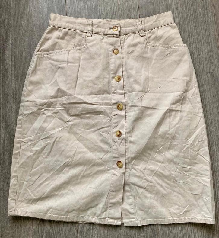 Lief beige / zand rokje knielengte , mt 36, Kleding | Dames, Rokken, Gedragen, Maat 36 (S), Beige, Knielengte, Ophalen of Verzenden