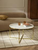 Ronde salontafel antigua glazen blad marmerlook westwing, Ophalen, 50 tot 100 cm, Rond, Minder dan 50 cm