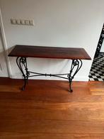 Houten sidetable met ijzeren onderstel, Antiek en Kunst, Ophalen of Verzenden