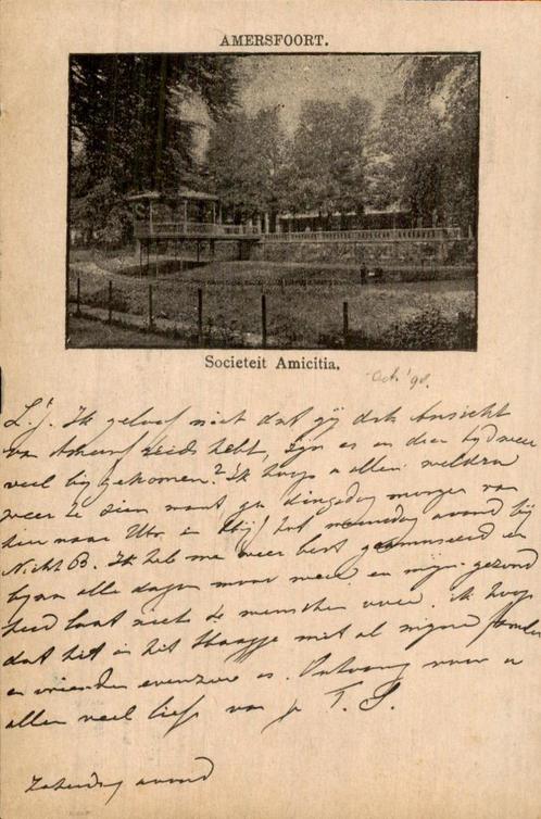 Amersfoort - Amicitia, Verzamelen, Ansichtkaarten | Nederland, Gelopen, Utrecht, Voor 1920, Ophalen of Verzenden