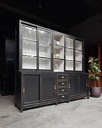 Stoere industriële Schoolkast | Zwarte Buffetkast #2293, Niet ingevuld, 200 cm of meer, Niet ingevuld, Ophalen of Verzenden