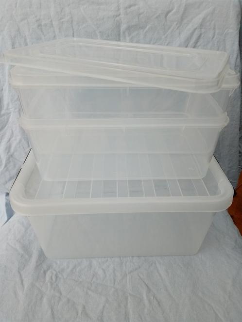 Set van 3 opbergbakken met deksels, Doe-het-zelf en Verbouw, Kratten en Dozen, Nieuw, Krat, Minder dan 50 cm, Minder dan 35 cm