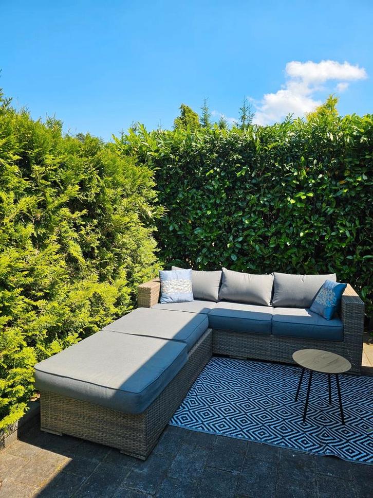 Tuinbank plus 2 hockers , zo goed als nieuw, Tuin en Terras, Tuinbanken, Zo goed als nieuw, Ophalen