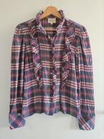 Sezane Blouse Overhemd Geruit Volant Roze Paars Maat 36 S, Kleding | Dames, Verzenden, Sézane, Zo goed als nieuw, Roze