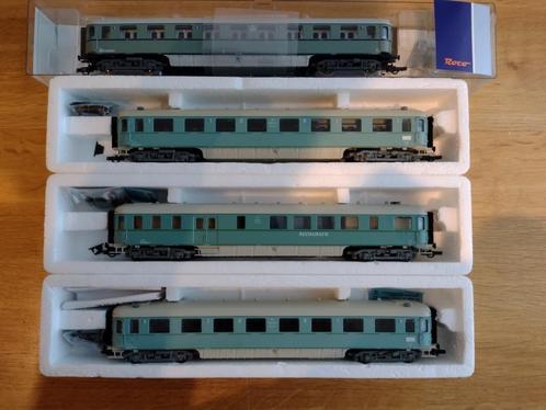 4 x Roco plan D turquoise, Hobby en Vrije tijd, Modeltreinen | H0, Zo goed als nieuw, Wagon, Gelijkstroom of Wisselstroom, Roco