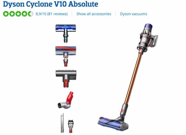 Dyson Cyclone V10 Absolute steelstofzuiger incl garantie, Witgoed en Apparatuur, Stofzuigers, Zo goed als nieuw, Ophalen of Verzenden
