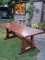 Oud eiken (franse) kloostertafel eettafel 220x84x77, Antiek vintage landelijk, Eikenhout, 200 cm of meer, Zo goed als nieuw