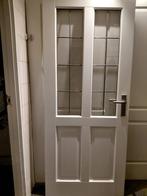Linksdraaiende opdekdeur met kapot ruitje, Doe-het-zelf en Verbouw, Deuren en Horren, Ophalen, Gebruikt, 80 tot 100 cm, Binnendeur