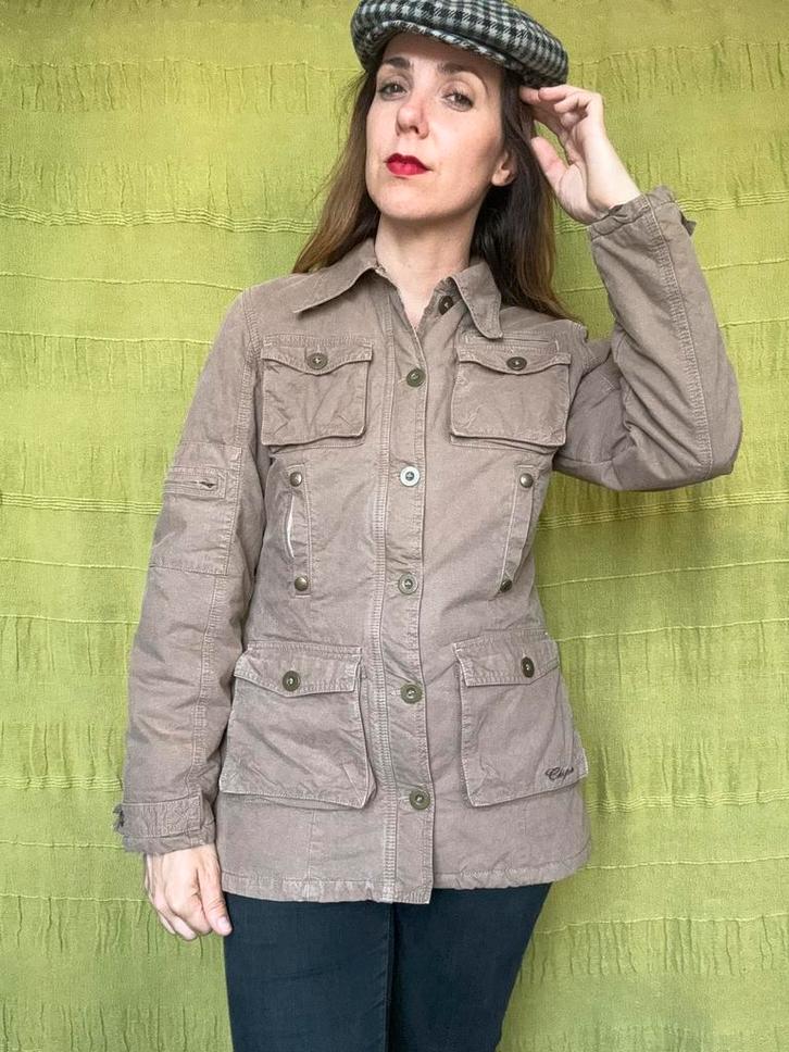 Vintage 'Chipie' jas / bruin-beige / jassen / winter / XS, Kleding | Dames, Jassen | Winter, Gedragen, Maat 34 (XS) of kleiner