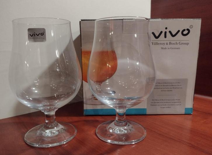 Vivo Bierglazen Bol 50cl Set 2 Stuks., Verzamelen, Biermerken, Nieuw, Glas of Glazen, Overige merken, Ophalen of Verzenden