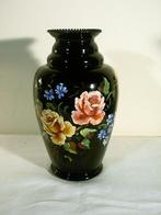 Zwarte glazen vaas van Doyen., Zwart, Ophalen of Verzenden, Minder dan 50 cm, Glas