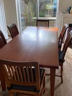 Eettafel + 6 teakhouten stoelen - GRATIS!, Huis en Inrichting, Tafels | Eettafels, Ophalen, Gebruikt, Teakhout, 50 tot 100 cm