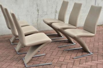  6 Rolf benz design eetkamerstoelen 7800 mooi leer latte kl. beschikbaar voor biedingen