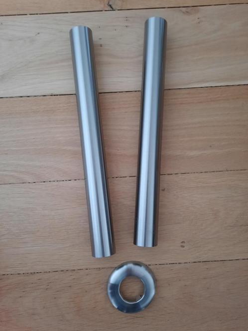 NIEUW 2 buizen en rozet buis mat chroom diameter 32 mm, Doe-het-zelf en Verbouw, Buizen en Afvoer, Nieuw, Rechte buis, Overige materialen