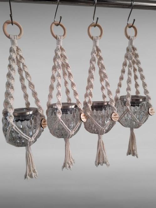 Macramé solar lichtbolhangers, nieuw, Tuin en Terras, Buitenverlichting, Nieuw, Hanglamp, Glas, Minder dan 50 watt, Zonne-energie