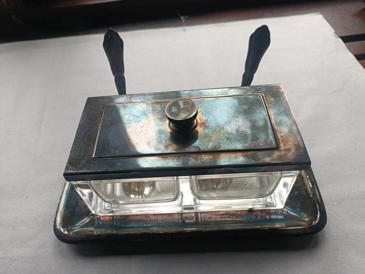 Vintage verzilverde jampot, Antiek en Kunst, Antiek | Goud en Zilver, Ophalen of Verzenden