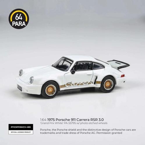 Porsche 911 Carrera RSR 3.0 v. 64 Para 1/64 Grand Prix white, Hobby en Vrije tijd, Modelauto's | Overige schalen, Nieuw, Auto
