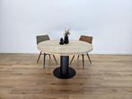 Luxe ronde eiken tafel met industriële matrixpoot, Eikenhout, Rond, Nieuw, Ophalen of Verzenden