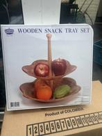 Houten snack fruit schalen 2 lagen Nieuw Licht gewicht, Ophalen of Verzenden, Nieuw