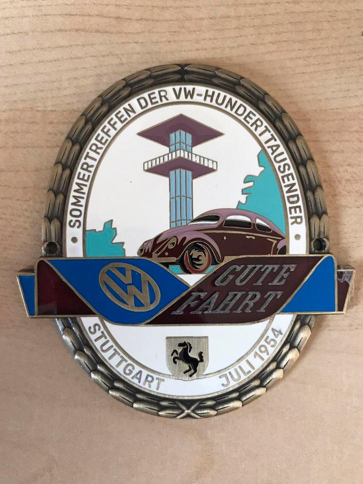 Badge Embleem VW Volkswagen Kever 100000 km Stuttgart 1954, Auto diversen, Auto-accessoires, Zo goed als nieuw, Verzenden