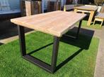 Houten tuintafel met stalen U-poot, Ophalen of Verzenden, Nieuw, Rechthoekig, Hout