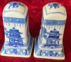 Twee blauwe Chinese porseleinen peper en zout stel ca. 1920, Ophalen of Verzenden