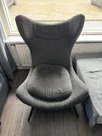 Grijze fauteuil met hoge rugleuning, Huis en Inrichting, Fauteuils, Ophalen, 75 tot 100 cm, Zo goed als nieuw, Stof